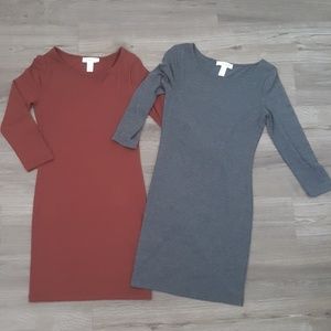 Two mini 3/4 sleeve dresses